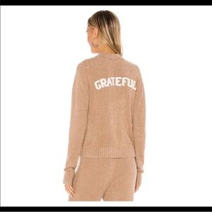 Spiritual Gangster Tan Sweater with 'Grateful' Design size S